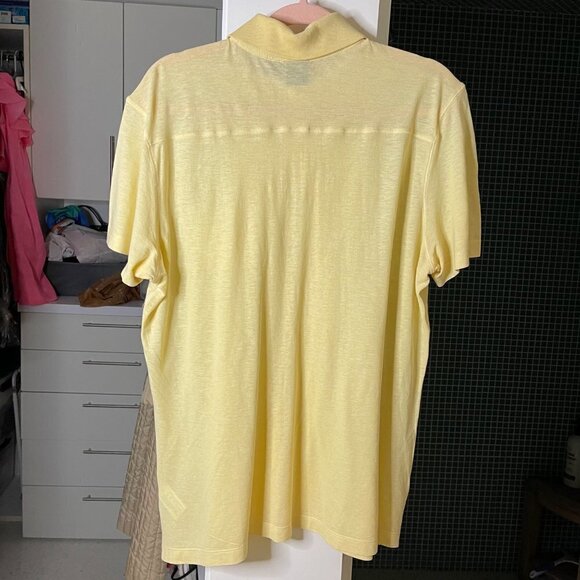 Hugo Boss Mens Polo Shirt Yellow Size Medium Pure Cotton Short Sleeve Button - Picture 15 of 16